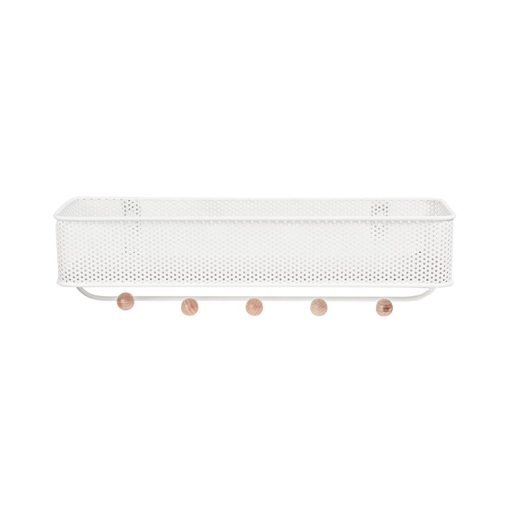 Umbra Estique Schlüsselbrett mit Briefablage, Multifunktionaler Wand Organizer mit 5 Haken, in Weiß