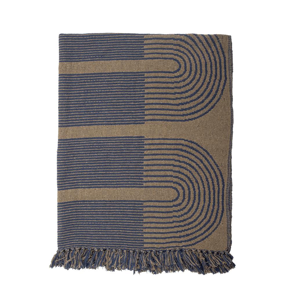 Bloomingville Tiffanie Überwurf, Blau, Recycelte Baumwolle