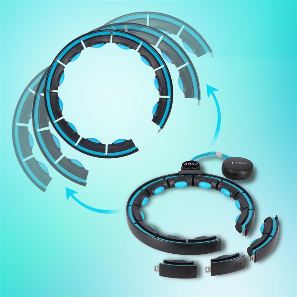 Hula Hoop Reifen mit LCD-Zähler, Magneten und Gewicht Schwarz/Türkis | HMS HHM17