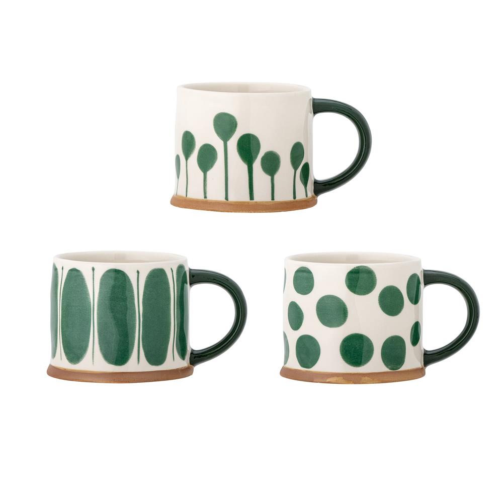Bloomingville Linora Becher grün Steingut 3er Set D11xH8,5 cm 450 ml
