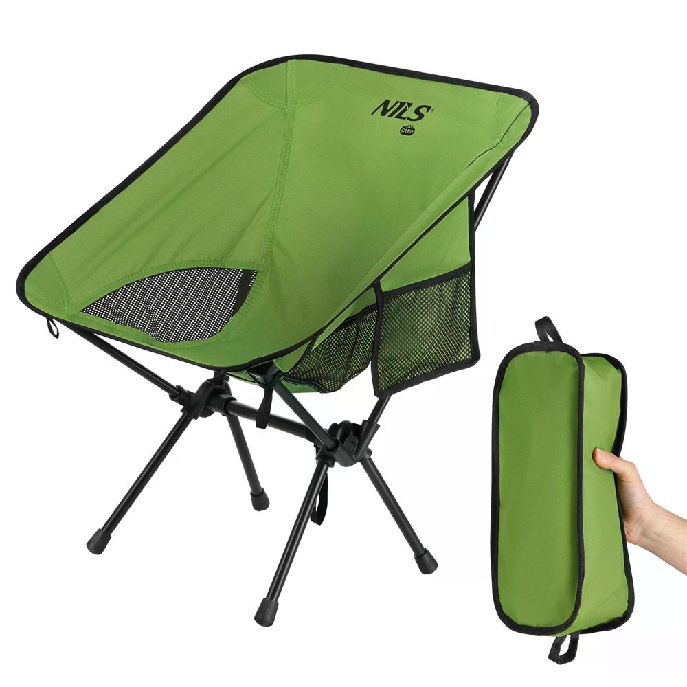 NILS CAMP ultraleichter Klappstuhl in Grün - kompakter Campingstuhl für Trekking, Angeln & Outdoor