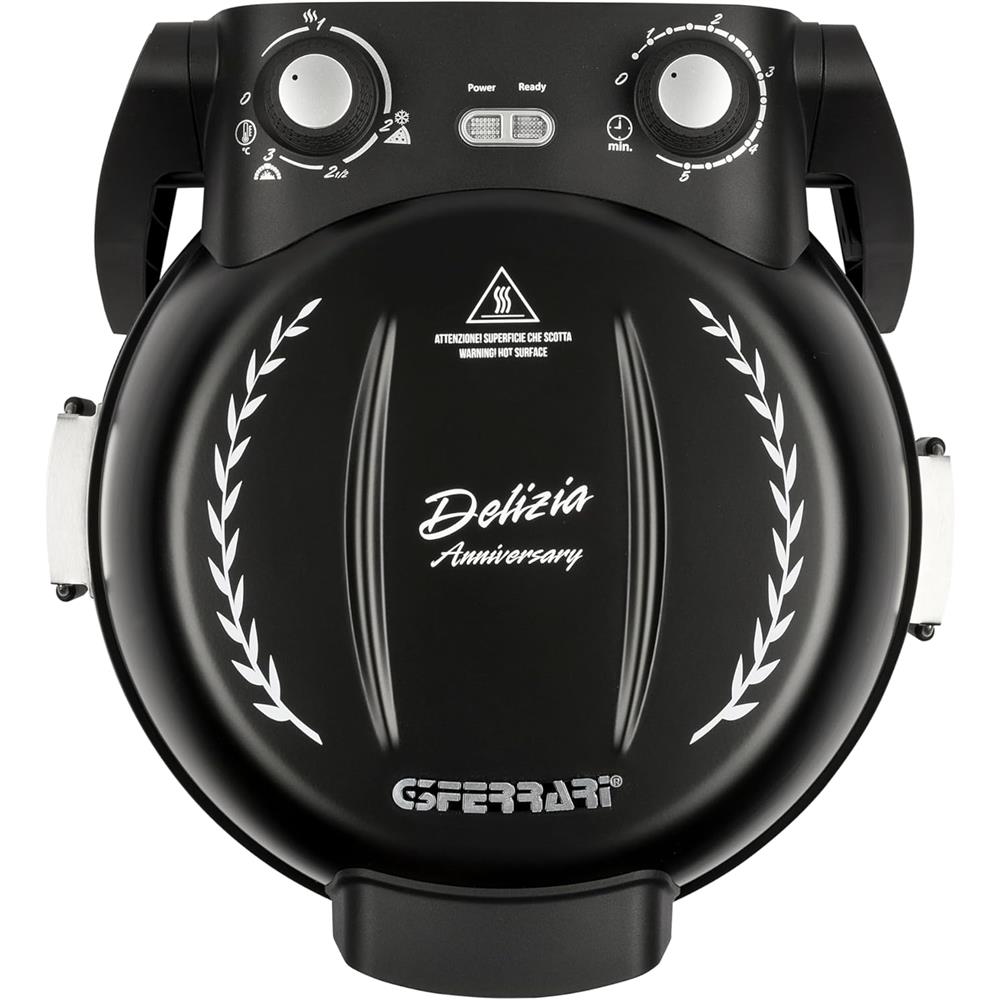 G3Ferrari Pizzaofen Delizia Anniversary elektrischer Pizzaofen Pizzamaker 1200W für Pizza Ø 31cm schwarz Limitierte Edition mit Pfanne