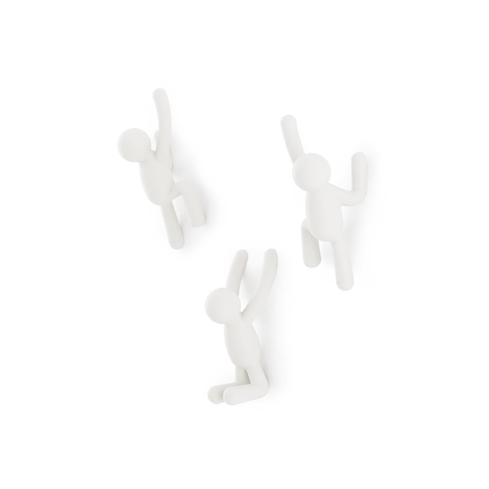 Umbra Buddy Haken 3er Set, Dekorative Wandhaken, Garderobenhaken in Weiß