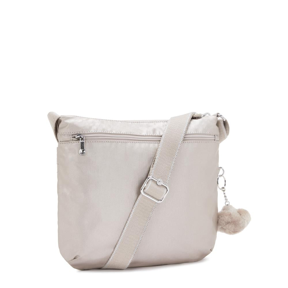 Kipling ARTO M, Mittelgroße Umhängetasche, Metallic Glow (beige), Schultertasche mit Reißverschluss