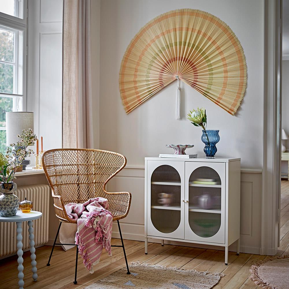 Bloomingville Hezha Vase Blau – Handdekorierte Steingutvase mit Vogelmotiv