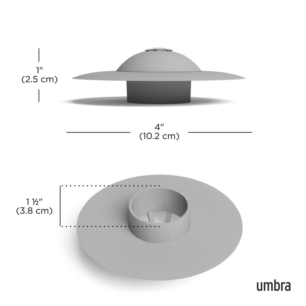 Umbra Flex Badewannenstöpsel, Haarsieb, Abflusssieb für Dusche, Badewanne, Waschbecken, in Grau