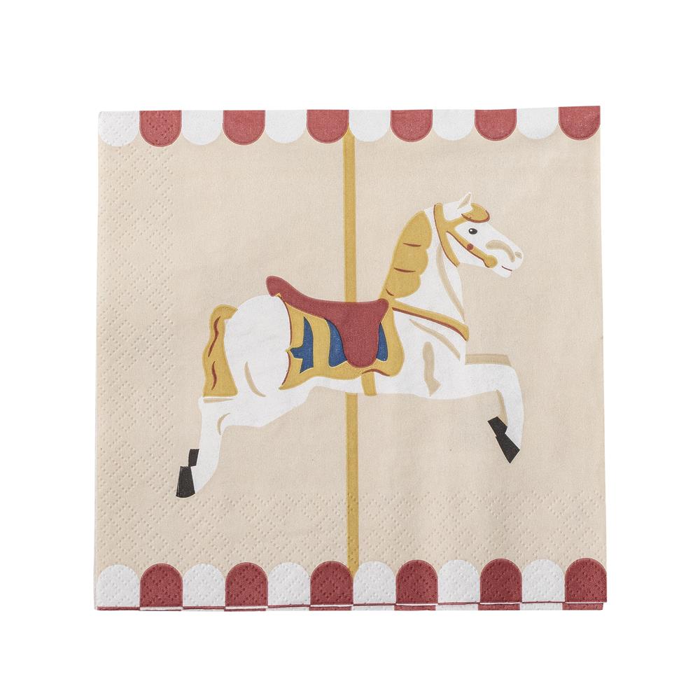 Bloomingville Merry-go-round Weihnachtsservietten mit Karussell-Motiv, 20 Servietten
