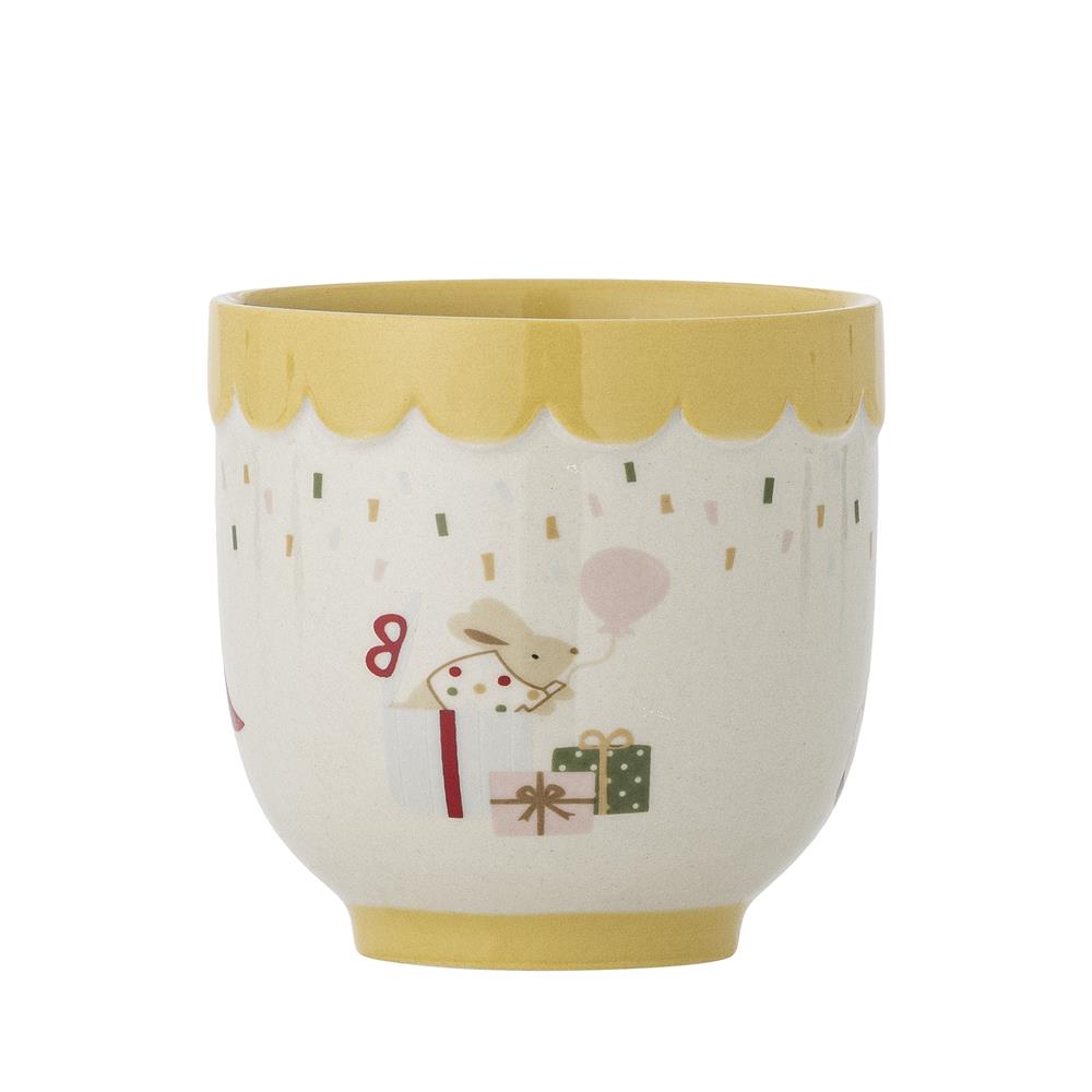 Bloomingville MINI Celebrate Tasse, Gelb, Steingut, Kinderbecher, Kindertasse, dänisches Design