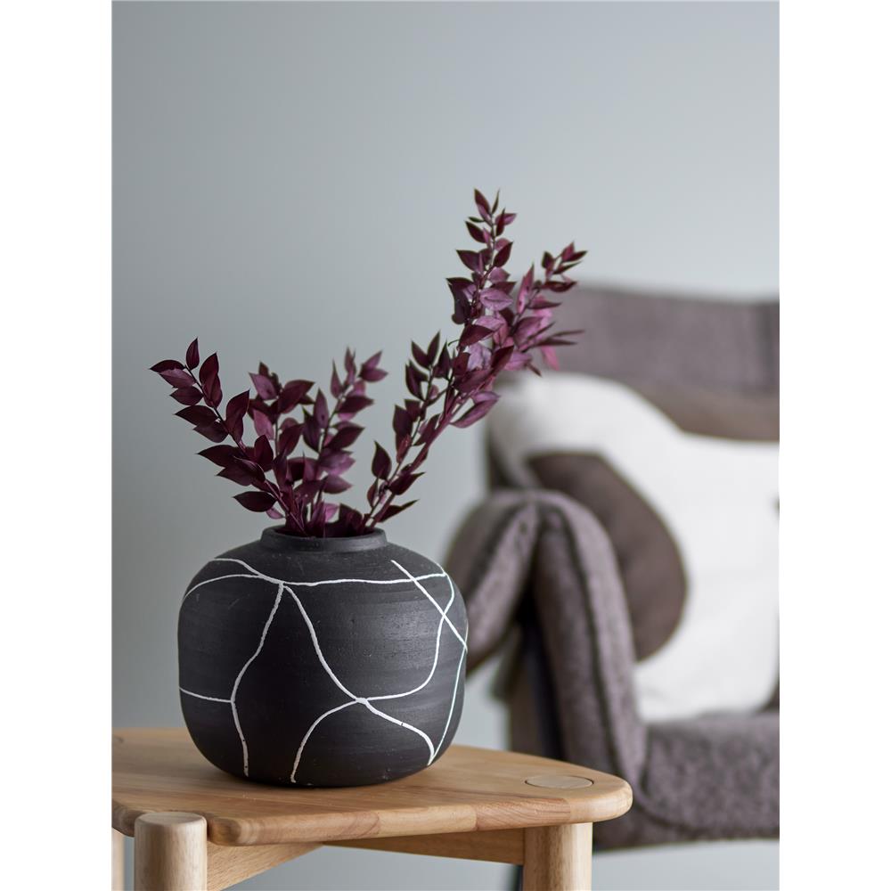 Bloomingville Vase Niza 20 x 16,5 cm Schwarz Terrakotta Blumenvase Dekovase dänisches Design
