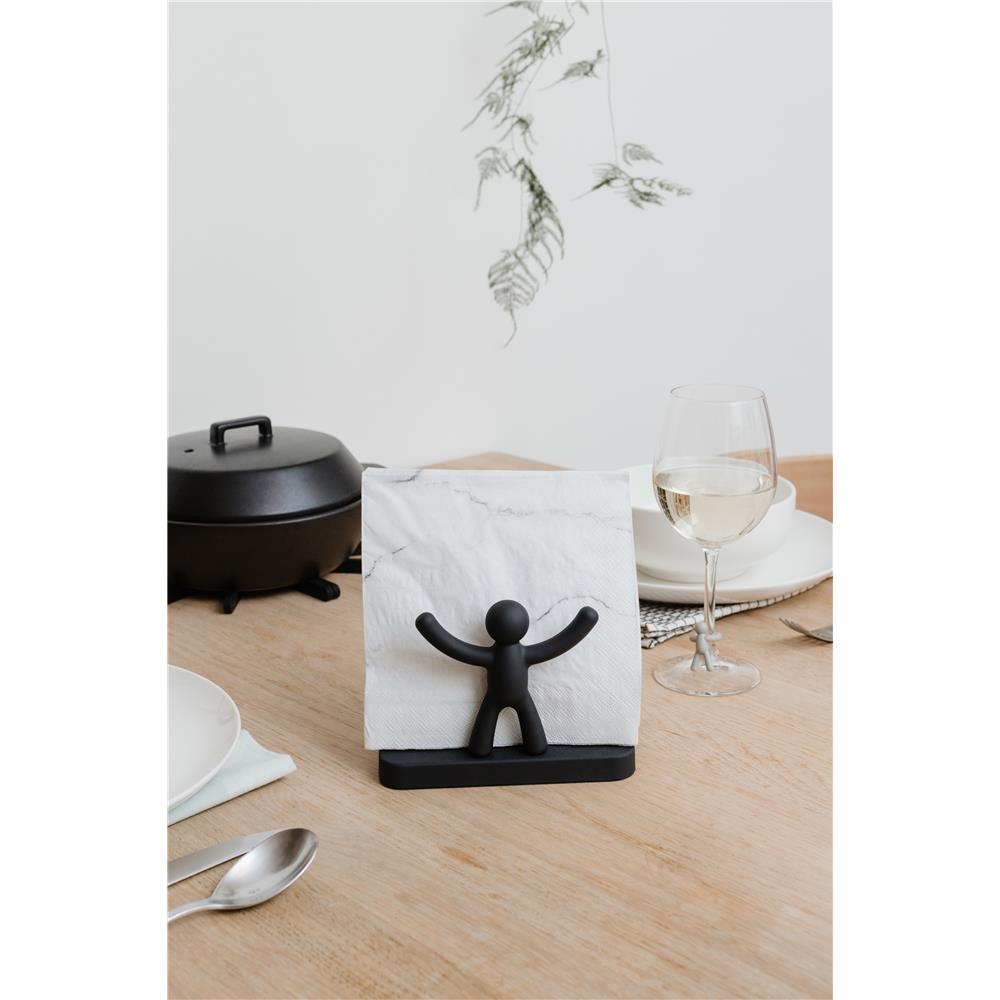 Umbra Buddy Serviettenhalter, Serviettenständer aus Metall in Schwarz