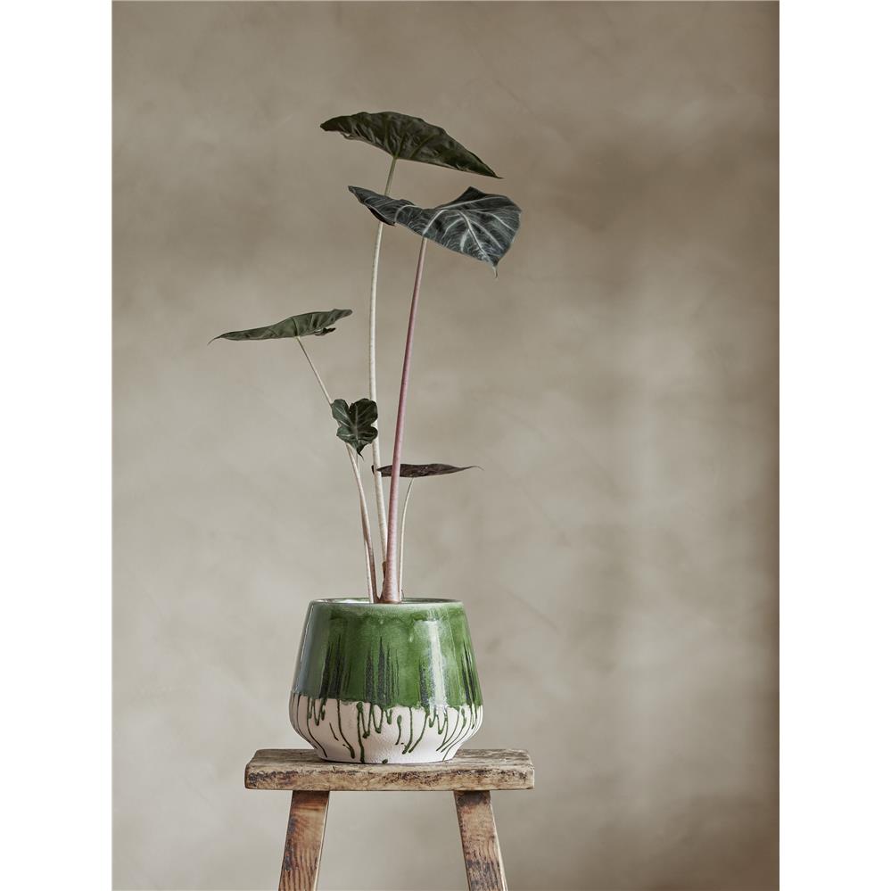 Bloomingville Moez Blumentopf Grün 22,5x18,5cm Steingut handgefertigt Pflanztopf