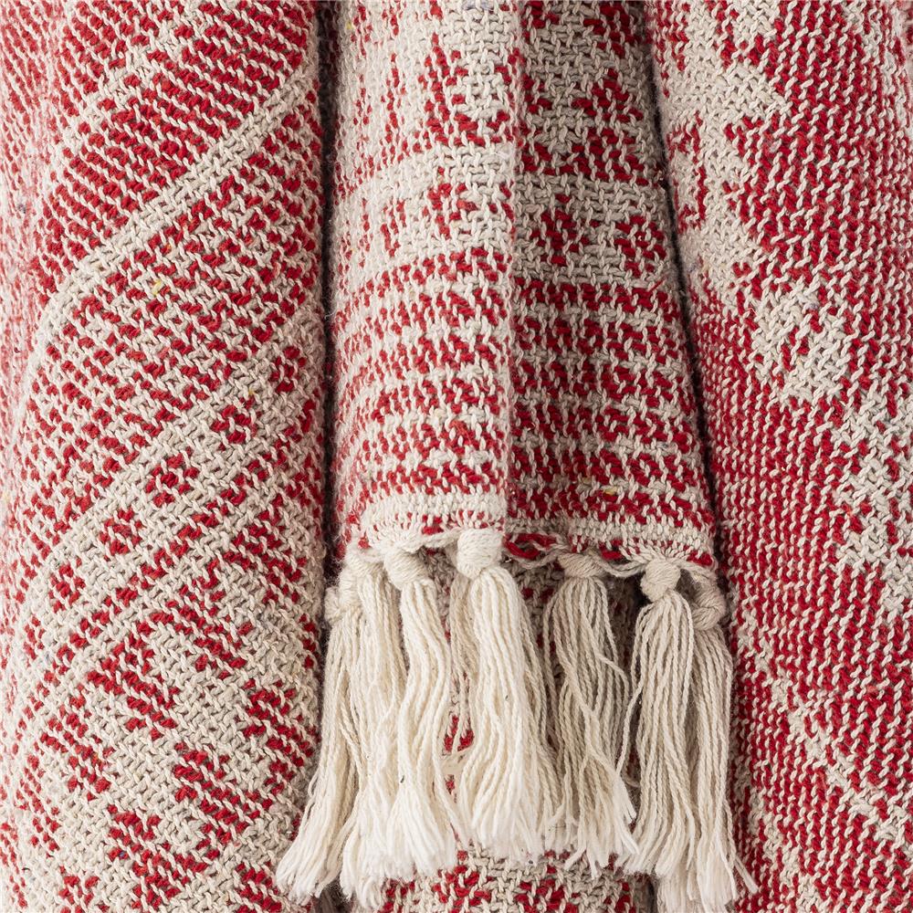 Bloomingville Oia Weihnachtsdecke, Rot, Baumwolle, 160x130 cm mit Schneeflocken-Muster