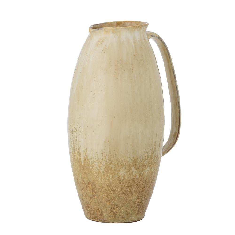 Bloomingville Saskia Krug aus Steingut, Gelb – dekorativer Krug & Vase mit goldenem Farbspiel