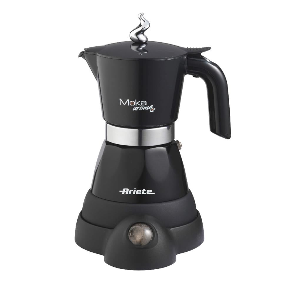 Ariete Moka Aroma Elektrische Espressokanne, Schwarz, 2-4 Tassen, für Mokka nach italienischer Art
