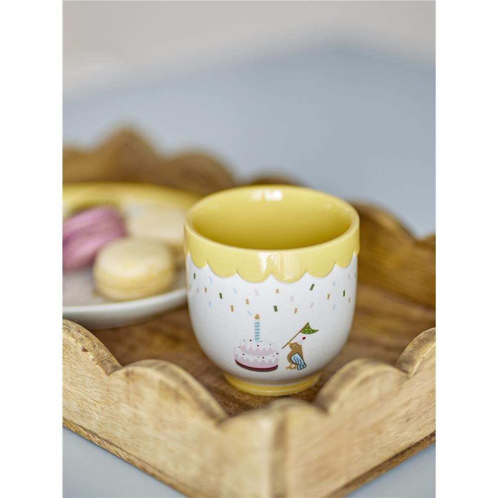 Bloomingville MINI Celebrate Tasse, Gelb, Steingut, Kinderbecher, Kindertasse, dänisches Design