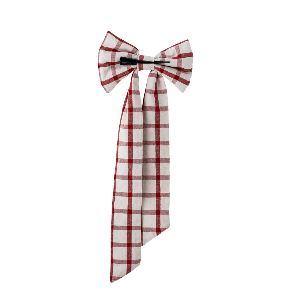 Bloomingville Ruby Weihnachtsschleife, Rot, Stoffschleife mit Clip 53 cm
