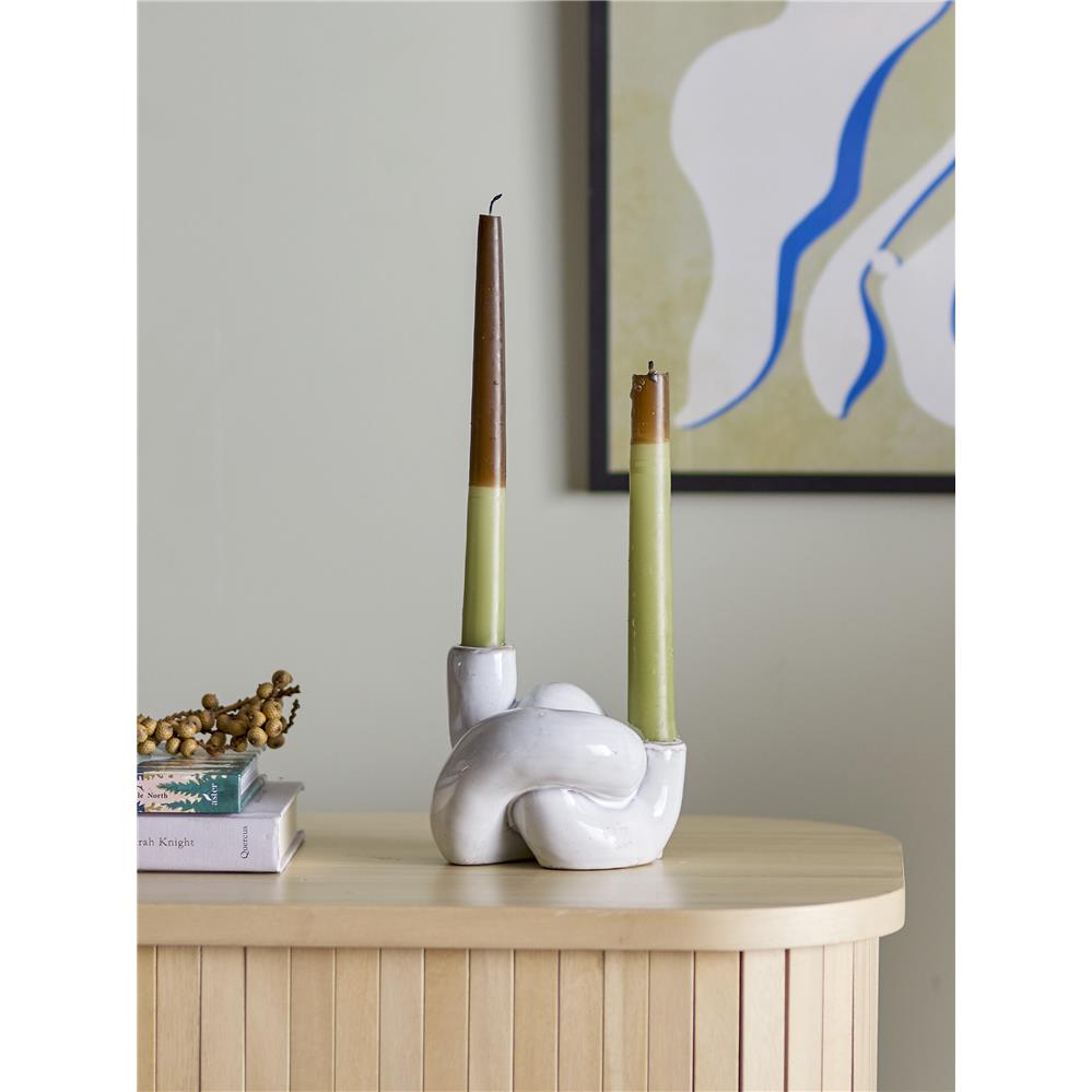 Bloomingville Haydn Kerzenhalter - Nordisches Steingut in strahlendem Weiß