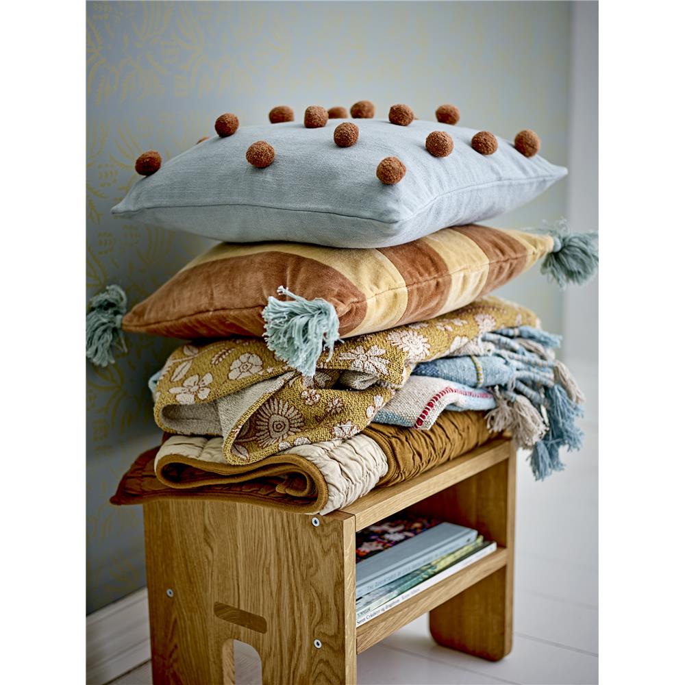 Bloomingville MINI Camille Kinderdecke, 100x80 cm in Gelb aus Recycelter Baumwolle mit Quasten