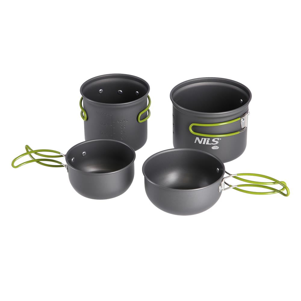 NILS CAMP Camping Kochgeschirr Set XL - leichtes Outdoor Topfset aus Aluminium für Camping & Trekking
