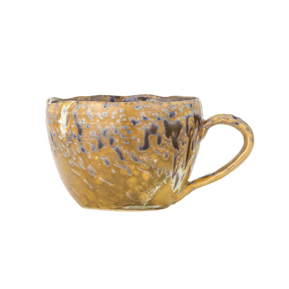 Bloomingville Milani Tasse, 260 ml – Gelbe Steinguttasse mit reaktiver Glasur und individuellem Farbspiel