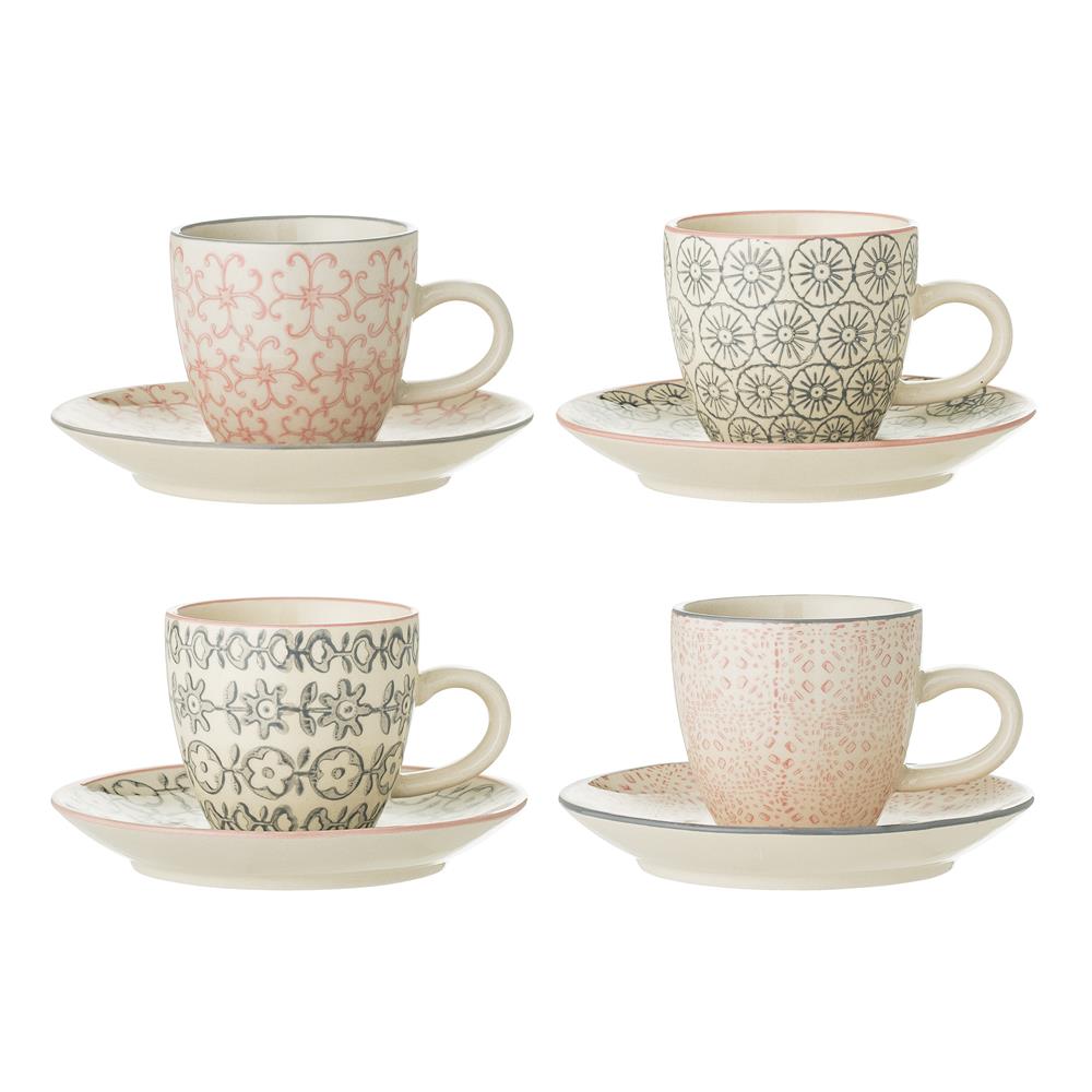 Bloomingville Cécile Espressotassen, 4er Set, Bunt, 80ml, Steingut, dänisches Design