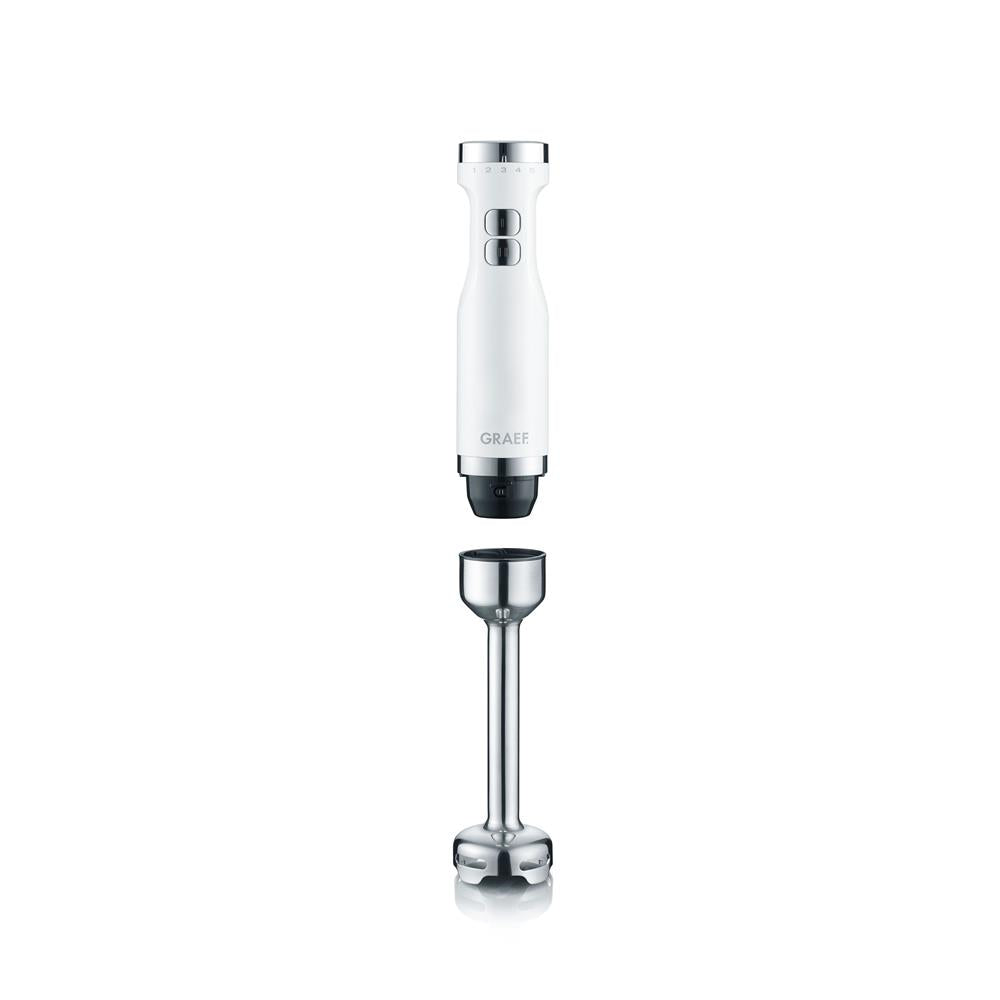 GRAEF Stabmixer HB 501 mit 3-teiliges Zubehör-Set Mixstab Pürierstab Zerkleinerer Weiß/Edelstahl
