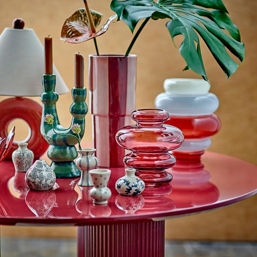 Bloomingville Aila Dekoschale Glas rot Blütenform 31 cm