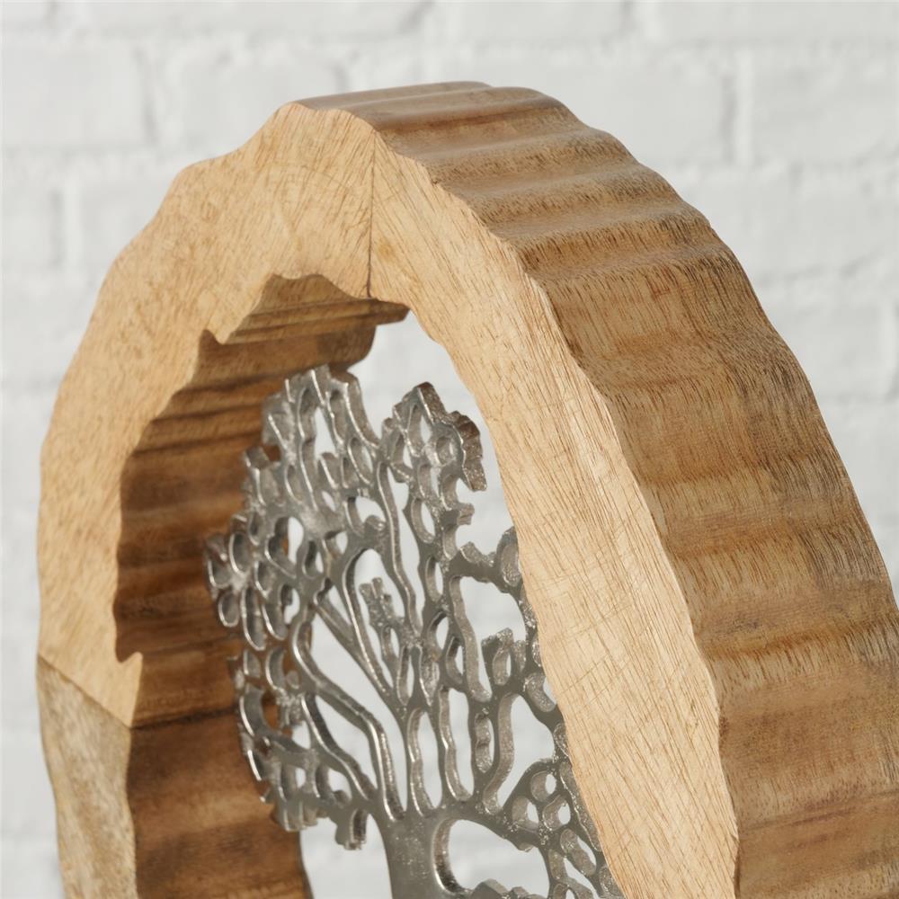 BOLTZE Dekoaufsteller Tree, Holzscheiben-Optik mit Aluminium-Baum in Silber