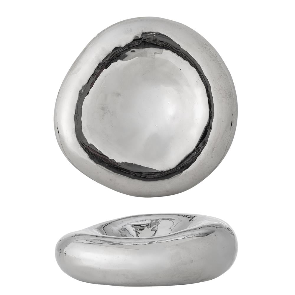 Bloomingville Shine Schale Silber Steingut D18xH6 cm – moderne Dekoschale