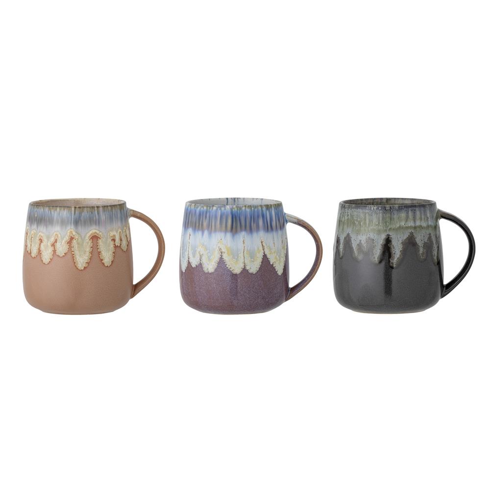 Bloomingville Cloe Tassen 3er Set, 380 ml, aus Steingut, dänisches Design