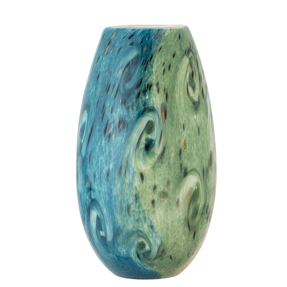 Bloomingville Kalian Vase blau Glas mundgeblasen 29,5 cm