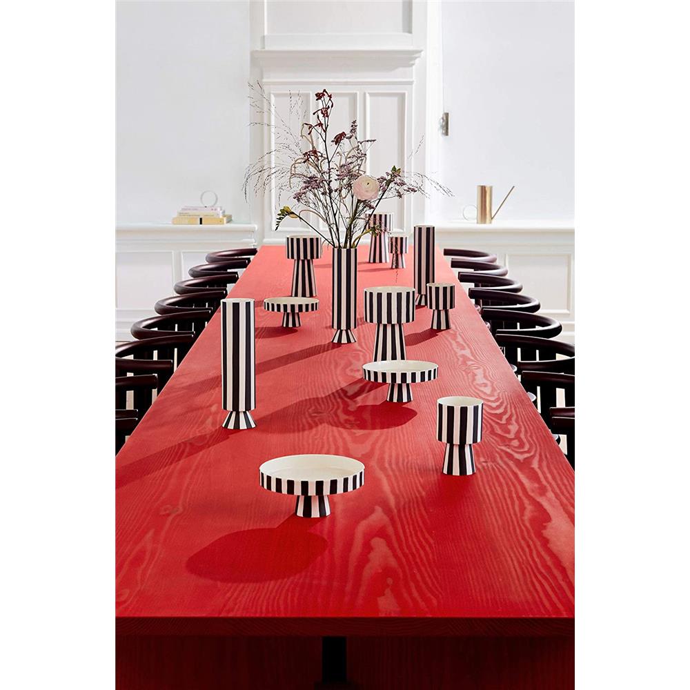 OYOY Toppu Tablett - 20x9 cm, Schwarz/Weiß gestreift - als Tortenständer, Tortenplatte, Obstschale