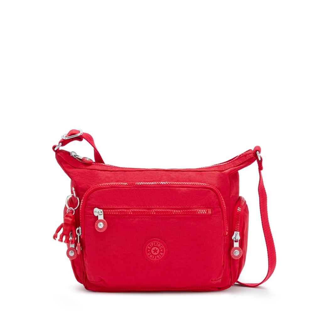 Kipling GABBIE S, Kleine Umhängetasche, Red Rouge (rot), Schultertasche mit vielen Fächern