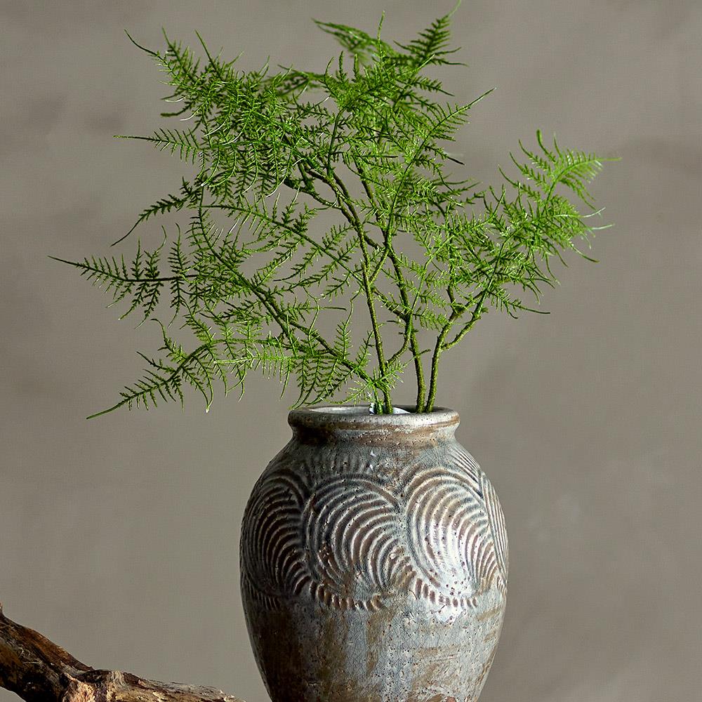 Bloomingville Damian Deko-Vase, Grün, Terrakotta, 22 cm, für Trockenblumen, rustikal