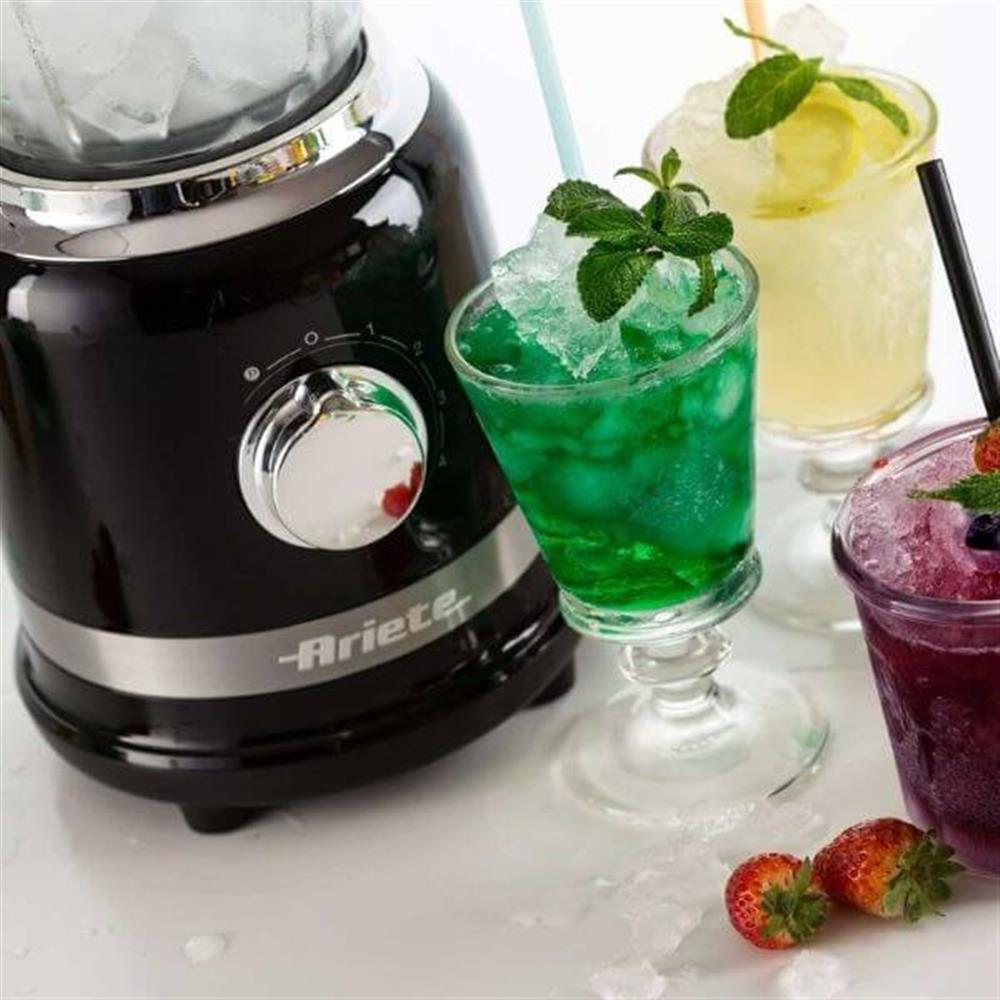 Ariete Moderna Standmixer, Schwarz, Glasbehälter 1,5L, Smoothie Maker, Modernes Design
