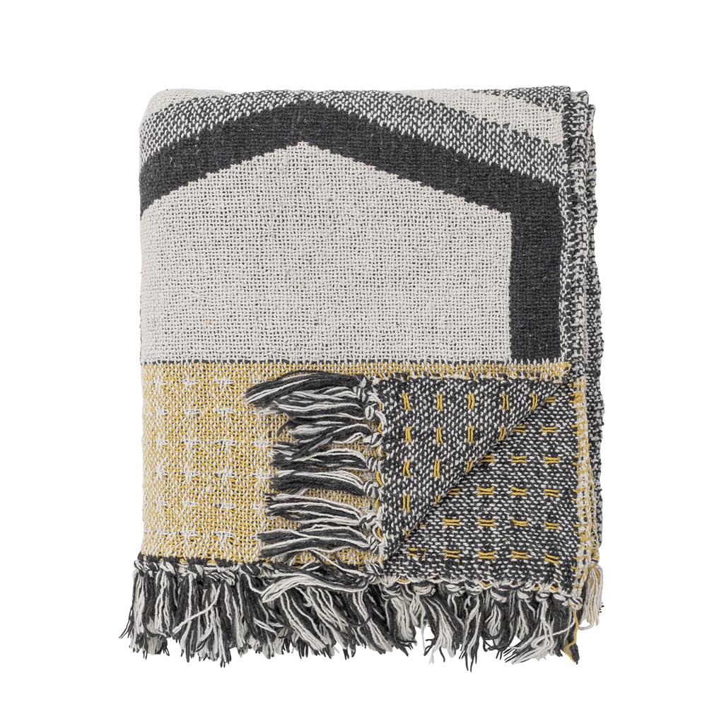 Bloomingville Annli Decke 160x130 cm in Grau aus recycelter Baumwolle, dänisches Design