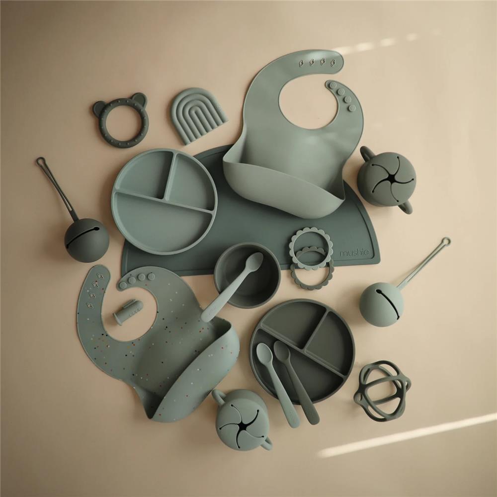 Mushie Snackbecher, Cambridge Blue, aus Silikon, BPA-frei