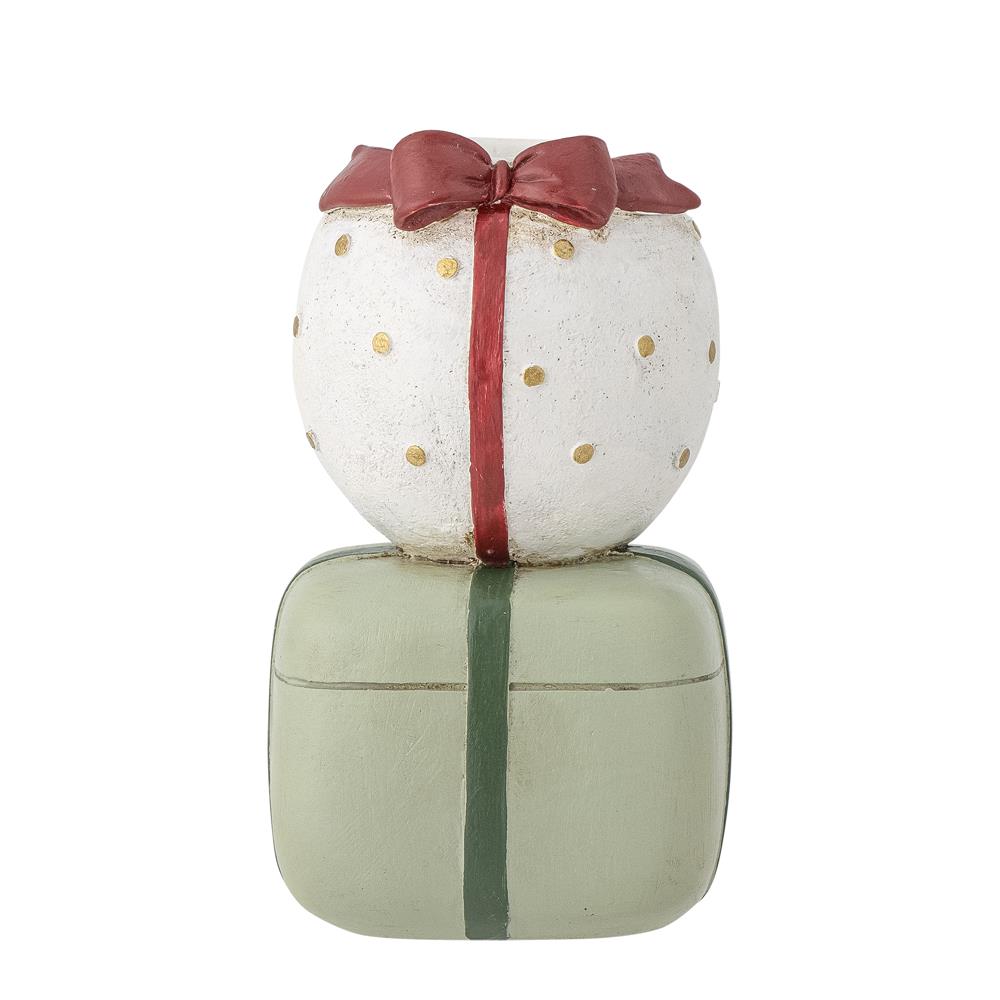 Bloomingville Wish Kerzenhalter – Weihnachtsdeko in Geschenkform aus Polyresin Grün