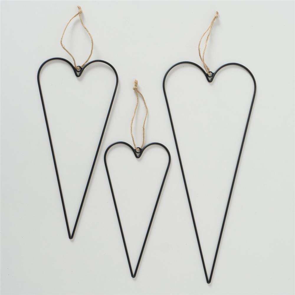 BOLTZE Dekoanhänger Curo 3-teiliges Set Herz-Dekoration Schwarz Eisen Skandinavisches Design