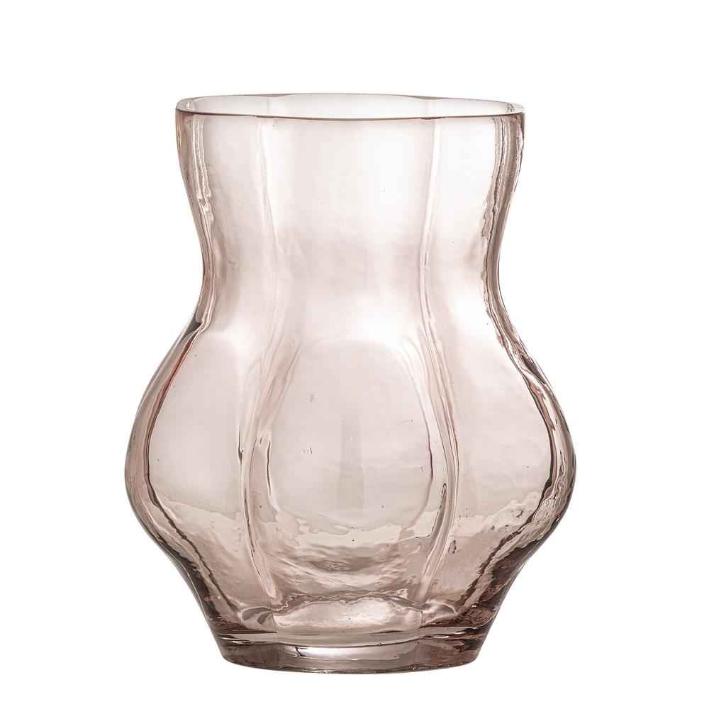 Bloomingville Tava Vase rosa D18 cm aus Glas – dekorative Glasvase für Wohnzimmer