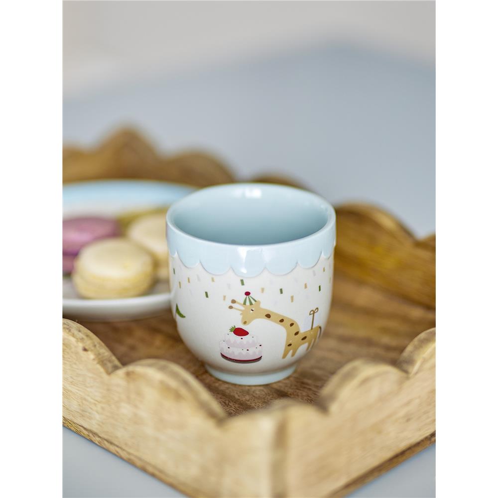 Bloomingville MINI Celebrate Tasse, Blau, Steingut, Kinderbecher, Kindertasse, dänisches Design