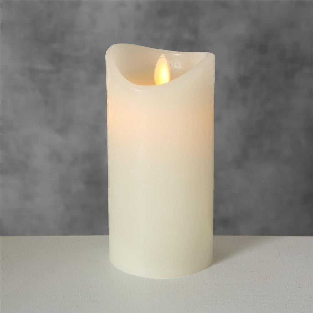 BOLTZE LED-Kerze Bino 15cm in Cremeweiß aus Wachs batteriebetrieben