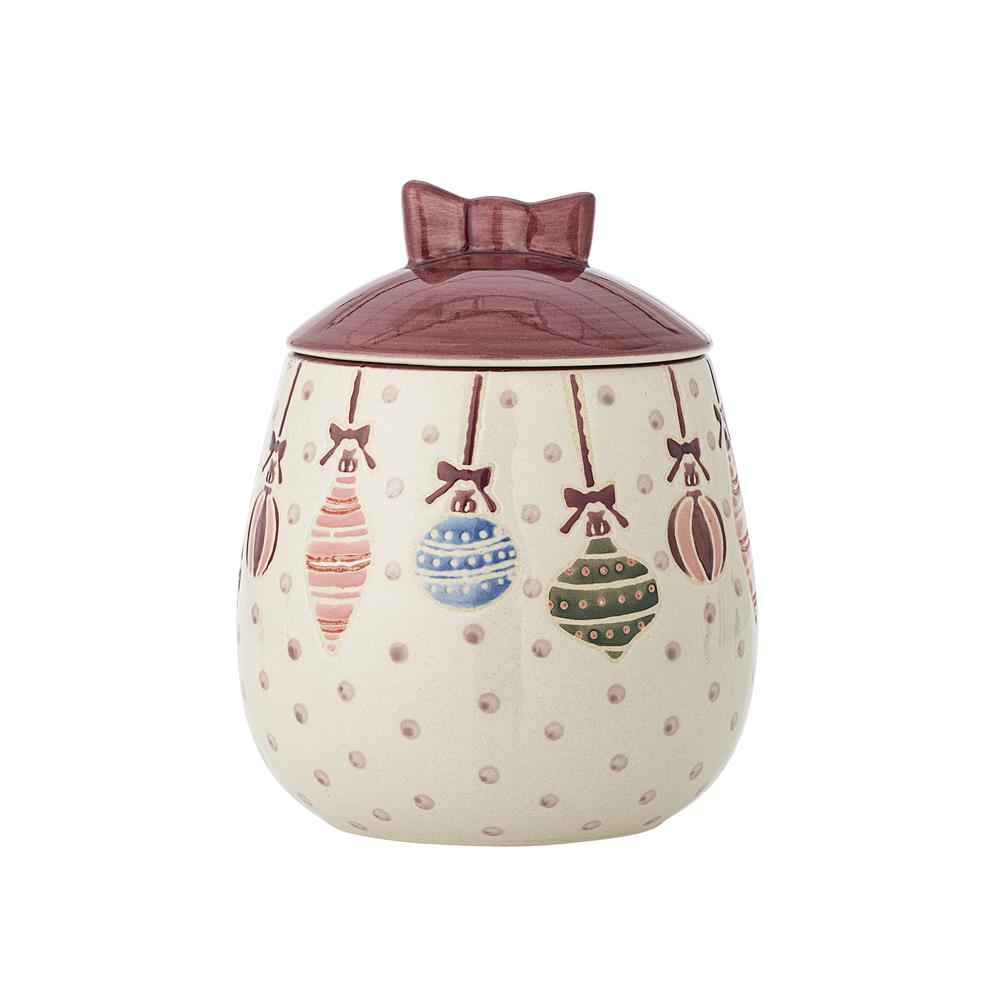 Bloomingville Ornamentia Gefäß mit Deckel Bunt Steingut Weihnachtsdose 890 ml