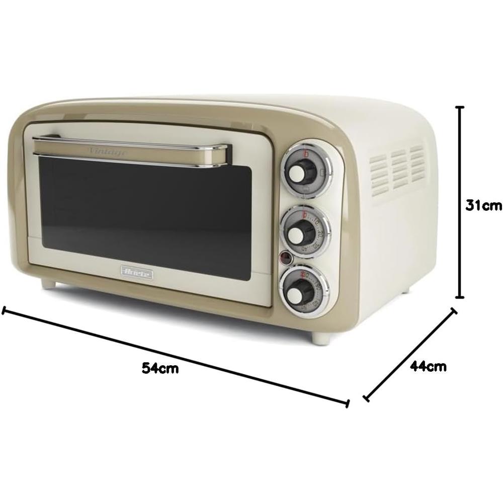 Ariete Vintage Mini Backofen, Beige, 18L Elektrobackofen im Retro-Design, 1380W, 230°C