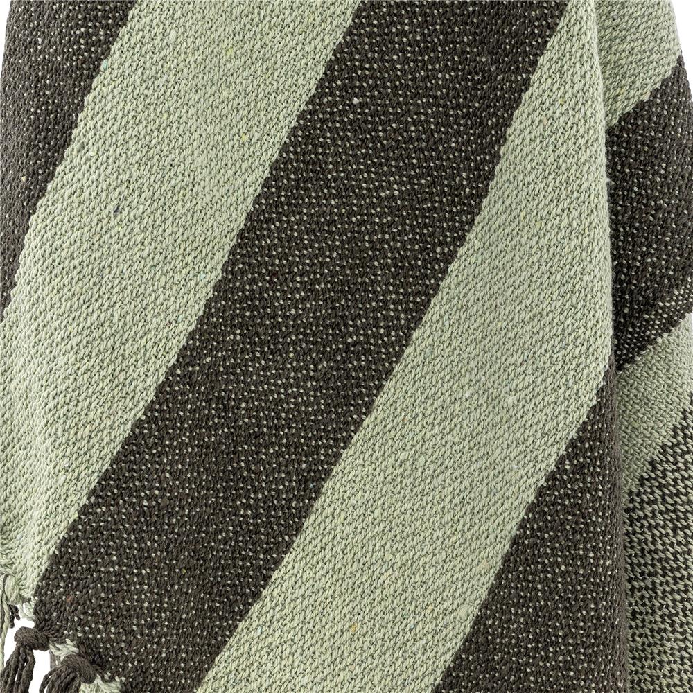 Bloomingville Frello Decke grün - Plaid mit Streifen aus recycelter Baumwolle für Sofa