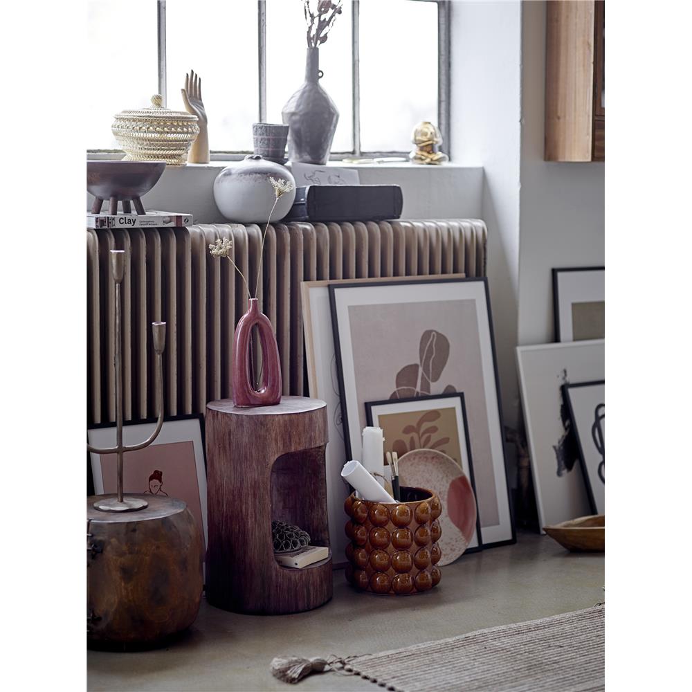 Bloomingville Nami Deko-Blumentopf mit Untertasse, Schwarz, Terrakotta, D10xH10 cm