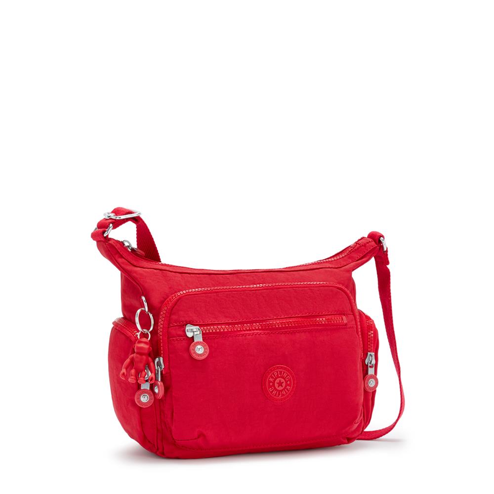Kipling GABBIE S, Kleine Umhängetasche, Red Rouge (rot), Schultertasche mit vielen Fächern