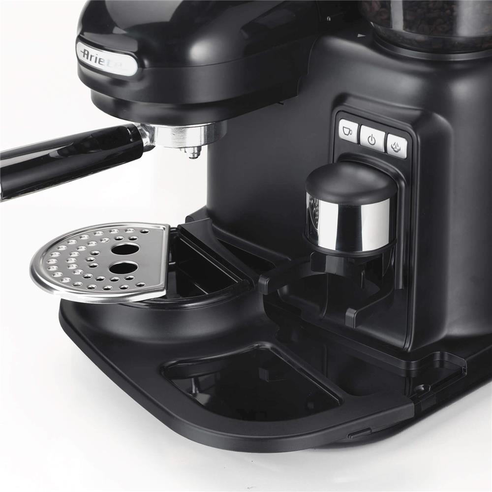 Ariete Moderna Espressomaschine, Schwarz, Kaffeemaschine mit Mahlwerk, 15 Bar