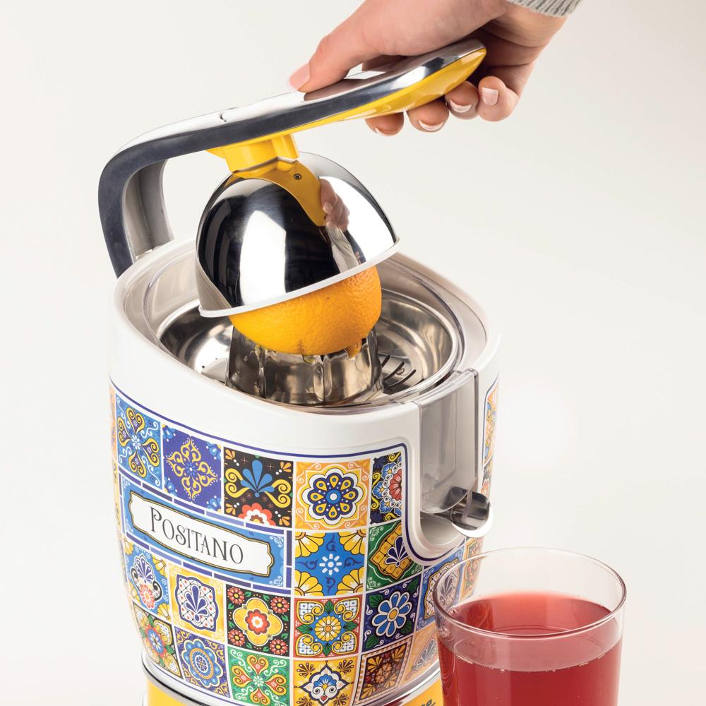 Ariete Positano Zitruspresse, Mediterranes Design, Elektrische Saftpresse mit Hebel, 85W