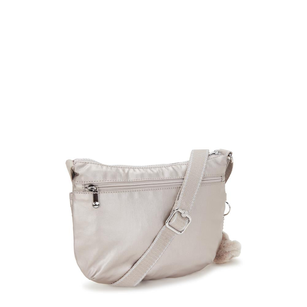 Kipling ARTO S, Kleine Umhängetasche, Metallic Glow (beige), Schultertasche mit Reißverschluss